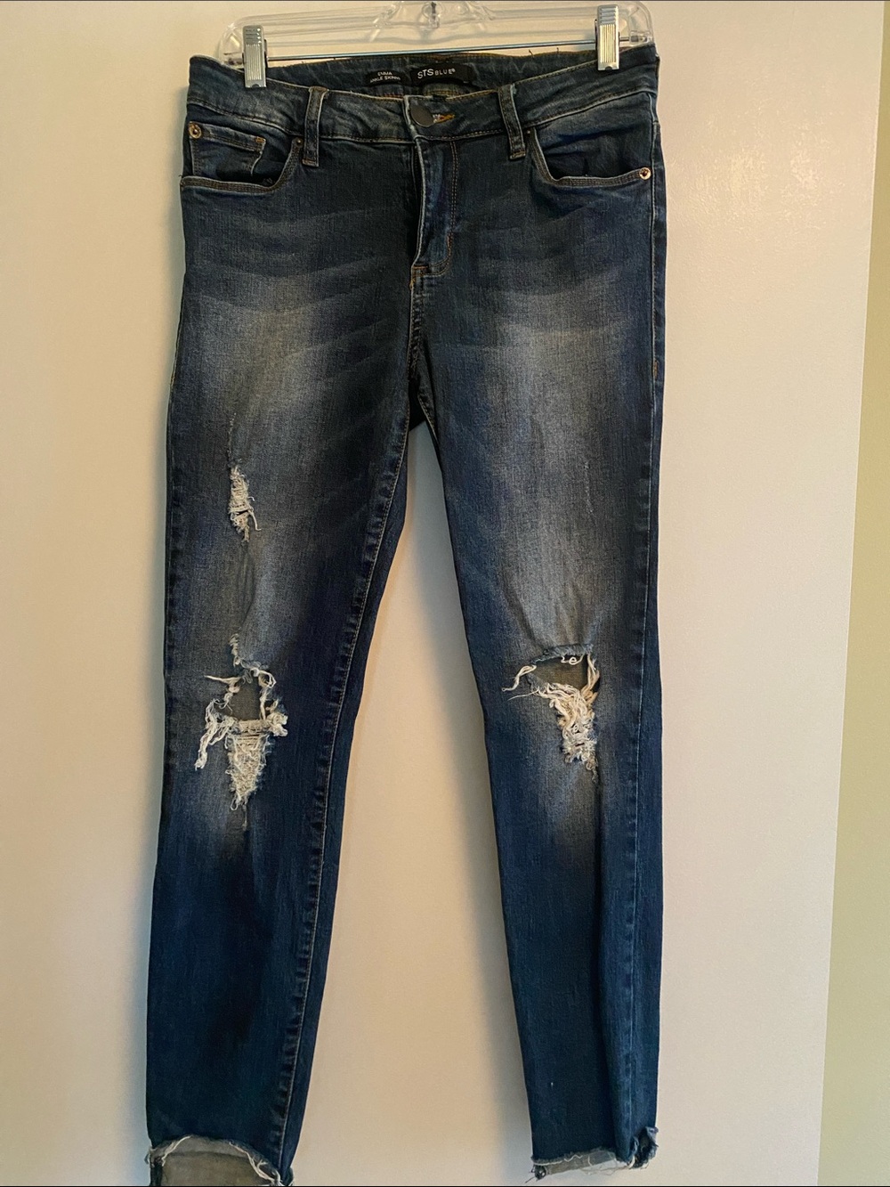 STS Blue Women's Dark Blue Distressed Skinny Jeans